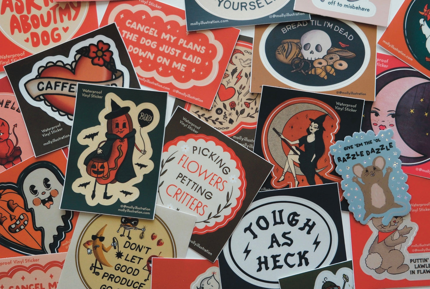 various illustrated stickers