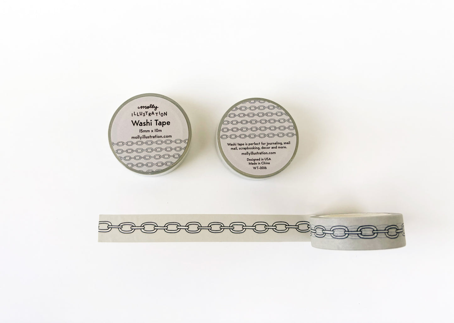 Two rolls of washi tape with a chain pattern on a white background