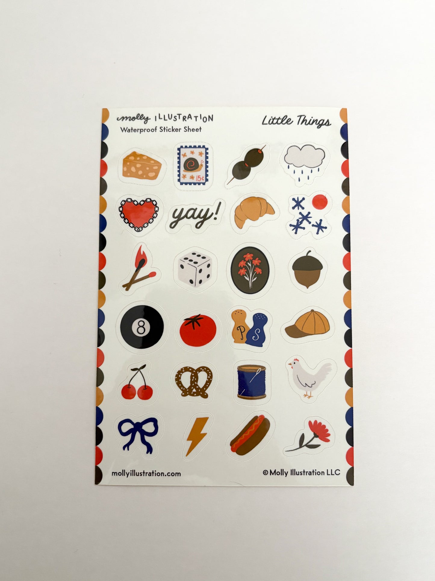 Sticker sheet with various illustrations on a white background