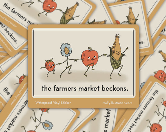 The Farmers Market Beckons Waterproof Vinyl Sticker