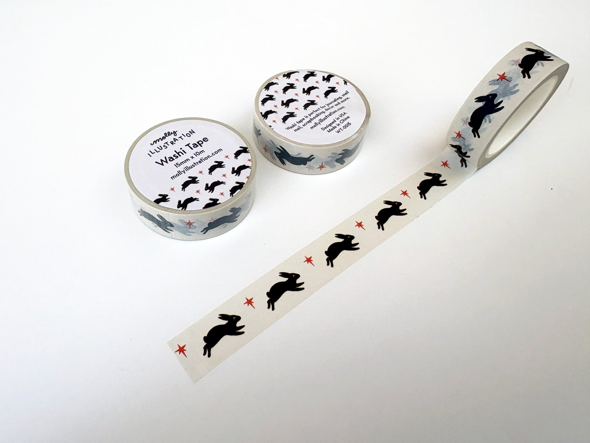 Washi tape with rabbit design on a white background