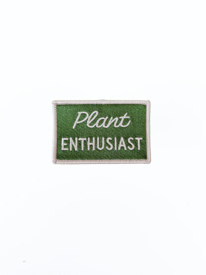 Green patch with 'Plant Enthusiast' text on a white background